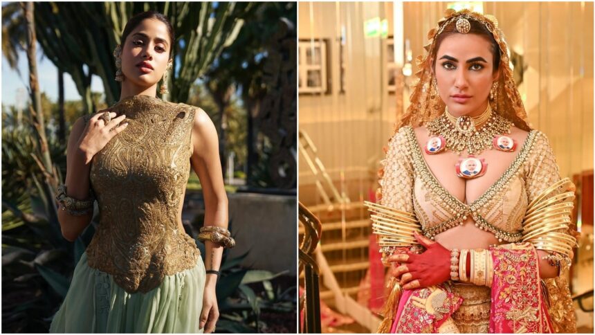 Janhvi Kapoor turned heads in a custom Anamika Khanna outfit, Aditi Rao Hydari wore couture by Rahul Mishra, and Ruchi Gujjar went viral with her PM Modi-inspired necklace (Source: Instagram)