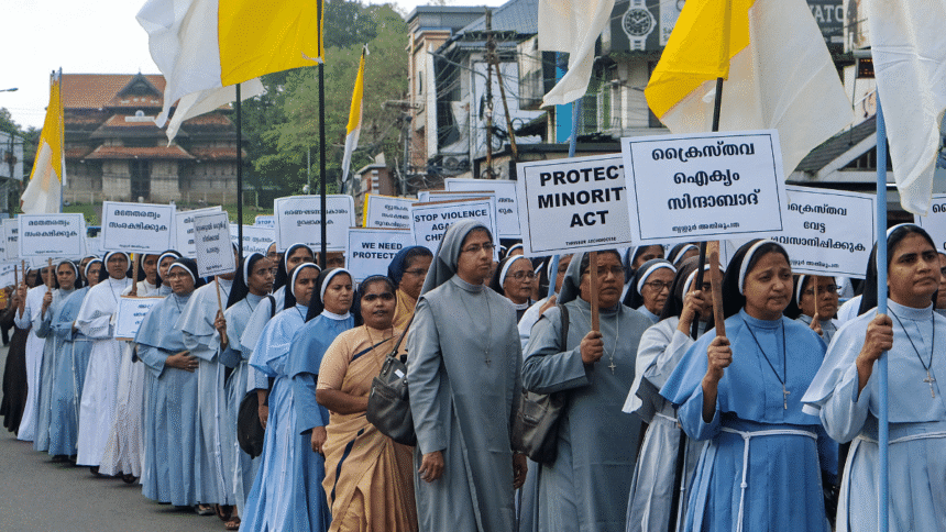 The arrest of two Catholic nuns in Chhattisgarh causes ripples in Kerala. BJP Leaders step carefully