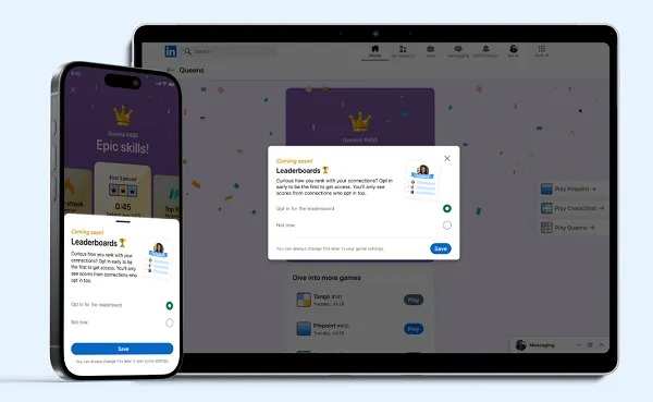 LinkedIn adds connection-based leaderboards to in-app games
