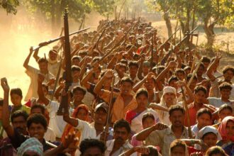 The first ever visual of a Salwa Judum procession-comprising tribals from Villages annexed by Salwa Judum activists. (Express Archive)