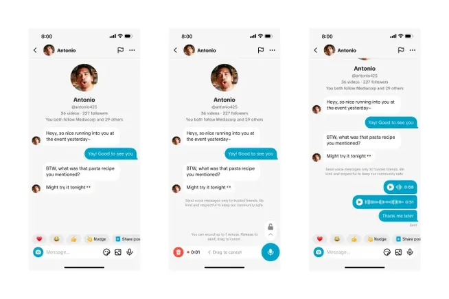 Tiktok adds audio messages, audio and video attachments for DMS