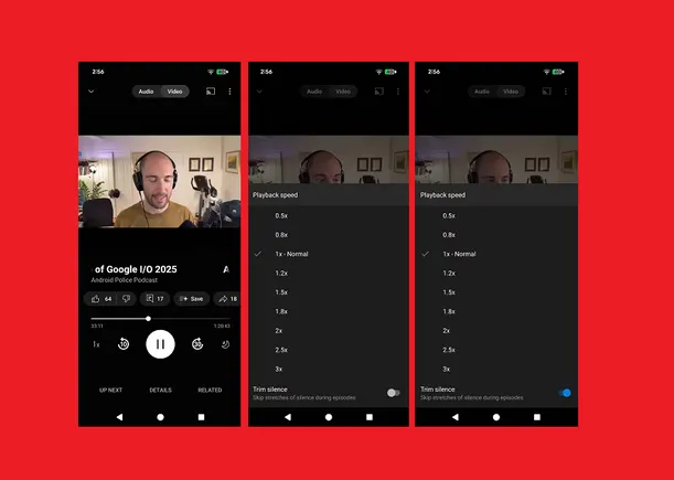 YouTube adds a "Trim Silence" option to podcast playback