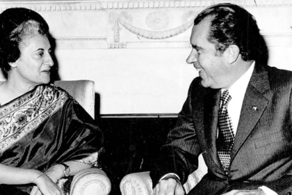 Indira Gandhi with Richard Nixon in Nov 1971. (Express Archive)