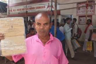 Kamal Chandra Mondol resident of Ballavpur Chakla, Nadia district at Thakurnagar Camp in North 24 Parganas.Express photo by Partha Paul.