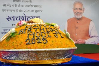 BJP, Modi's 75th - Jumboladhu from Opshindoor Cake in Ahmedabad, Creechs for Delhi Workers