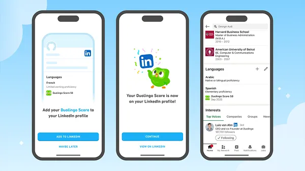 LinkedIn adds Duolingo scores to your profile, AI Job Interview Simulation