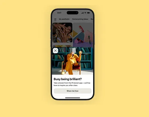 Pinterest expands school alerts to help teens escape the app during school period