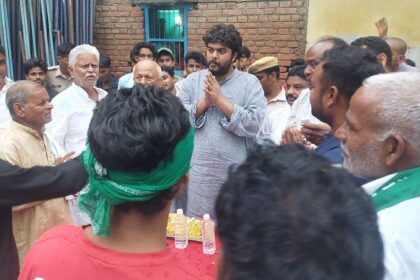 RJD's Raghunathpur candidate Osama Shahab on the campaign trail.