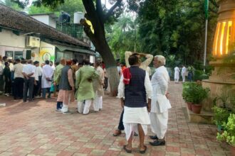 outside the RJD party office in Patna on Friday. Partners of the alliance filed nomination papers for all 121 seats going to polls in the first phase – the total strength of the Bihar House is 243 – while talks continued to end the deadlock over seats.