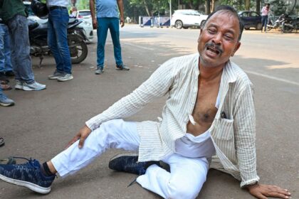 As far as protests by ticket seekers go, the image of Sah rolling on the ground with his clothes torn may linger longer. (Express Photo)
