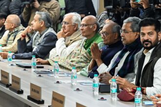 Congress Working Committee (CWC) meeting at Indira Bhawan, in New Delhi on Saturday. (ANI Photo)