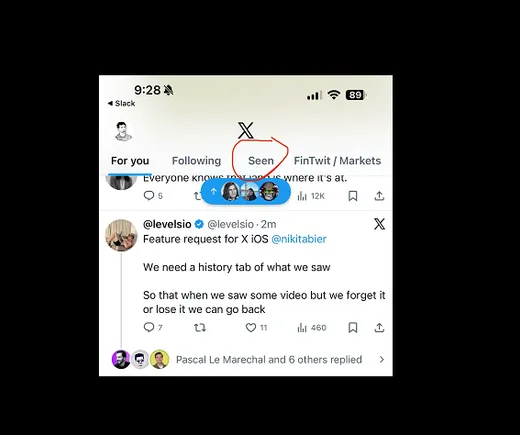 X Test (viewing history) tab