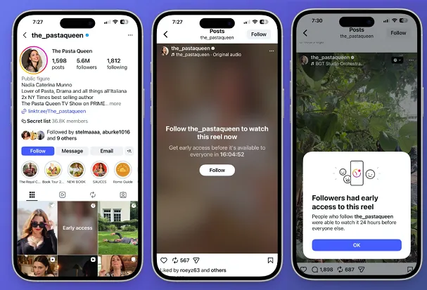 Instagram tests early access Reels to drive audience growth