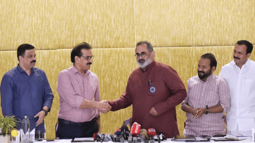 Twenty20 joins NDA ahead of Kerala polls. Kaitex MD founder says vision of 'Vikshit Kerala' drew him to Bharatiya Janata Party