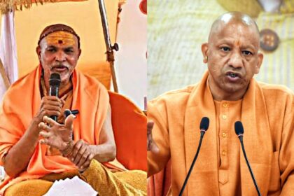 Swami Avimukteshwaranad Saraswati and UP CM Yogi Adityanath.