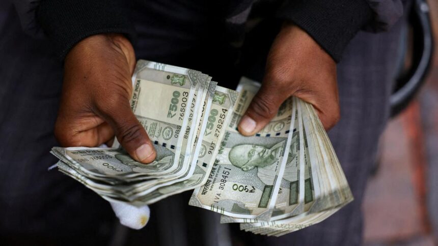 The rupee rose 50 paise against the US dollar to 92.56 rupees in early trade after the US and Iran agreed to a two-week ceasefire.