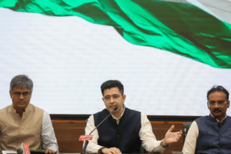 Body blow to AAP as Raghav Chadha, six others quit to join BJP. and “There are others.”