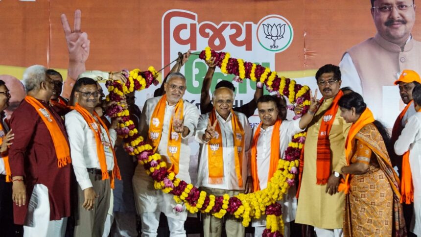 In Gujarat local body poll sweep, BJP boosts strike rate; Congress, AAP eye silver linings