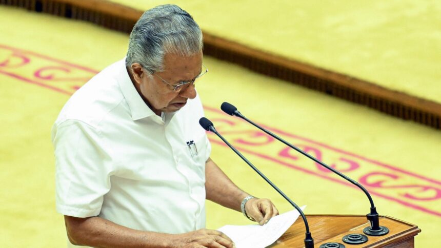 Mr. Vijayan and Mr. Sudhakaran shake hands at the swearing-in ceremony of the Kerala Assembly amid political thaw