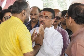 West Bengal Chief Minister Suvendu Adhikari interacts with people during the Janata Darbar