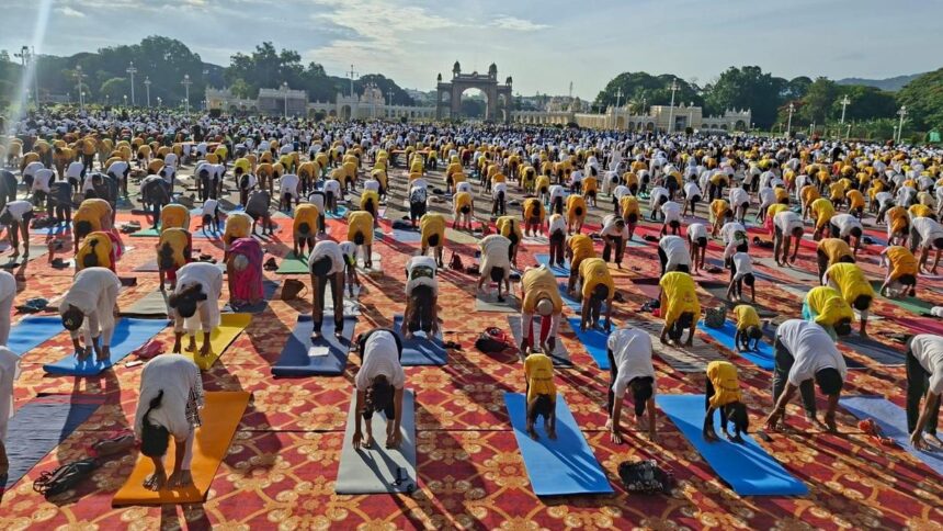 Thousands perform yoga at Mysore Palace as city celebrates International Yoga Day