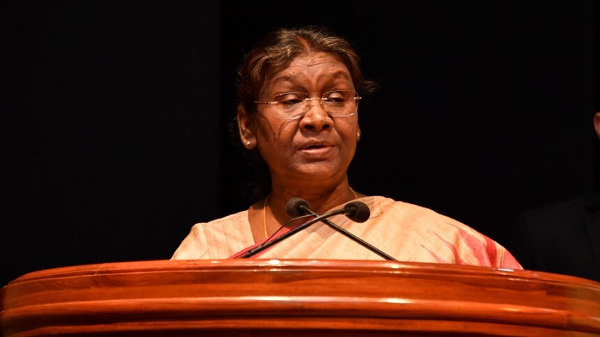 Droupadi Murmu, replace Bharat with india, President Droupadi Murmu, Droupadi Murmu Rani Durgavati University, President Droupadi Murmu Rani Durgavati University, Bharat, Indian express news, current affairs