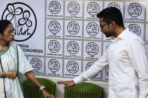 TMC supremo Mamata Banerjee along with party general secretary Abhishek Banerjee. (Express file photo by Partha Paul)