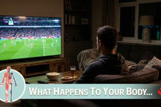 Person watching a late-night sports match