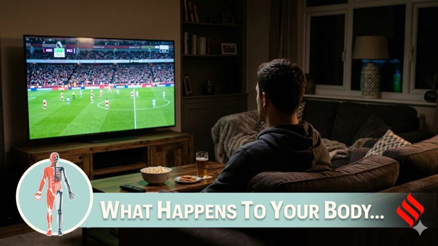 Person watching a late-night sports match
