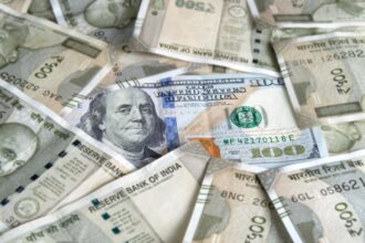The rupee depreciated by 39 paise to 95.77 paise against the US dollar in early trade.