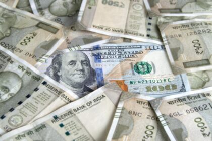 The rupee depreciated by 39 paise to 95.77 paise against the US dollar in early trade.