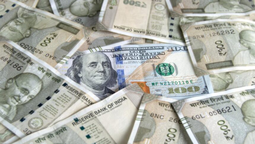 The rupee depreciated by 39 paise to 95.77 paise against the US dollar in early trade.
