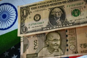 The rupee appreciated by 14 paise to settle at Rs 95.33 against the US dollar.
