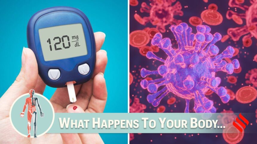 Person checking blood sugar after recovering from illness