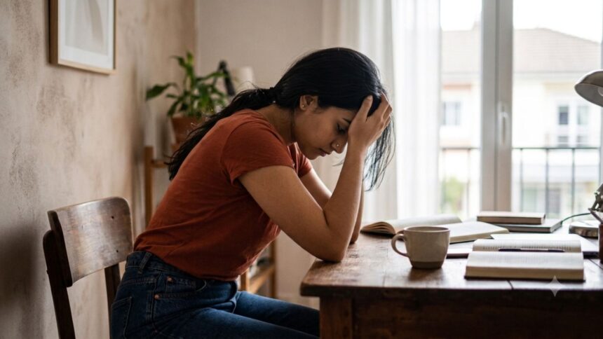 Woman experiencing dizziness and balance problems during menopause