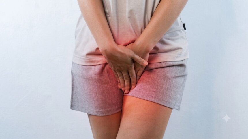 Illustration showing pelvic floor anatomy in women