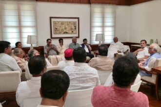 Meeting of INDIA bloc floor leaders held in the Parliament today (Photo/AICC)