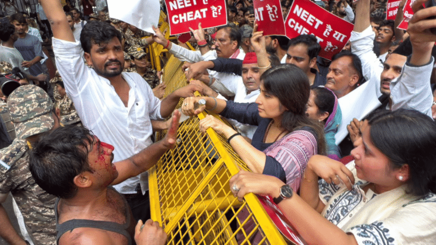 How Dimple Yadav, a soft-spoken bahu for an assertive leader, emerged in a new look during Monday's protests