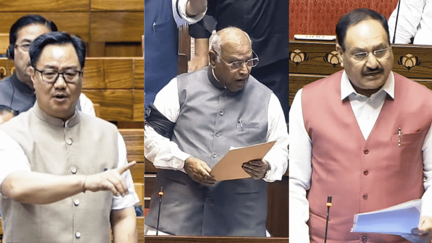 Discussion on NEET will take place only after Pradhan's resignation, Kharge said. Nadda criticizes India as 'irresponsible'