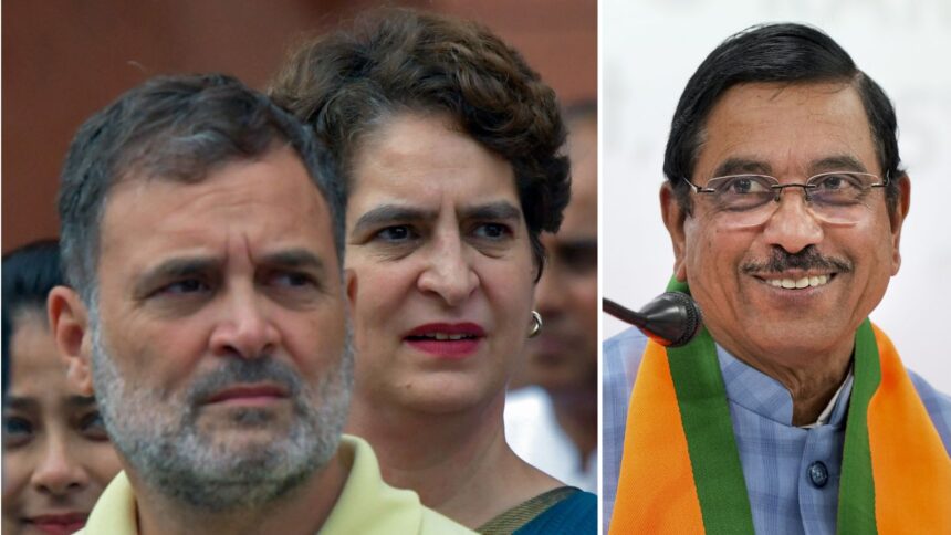 Both Priyanka Gandhi and Rahul Gandhi targeted Pralhad Joshi on Tuesday after he took charge of the Education Ministry.