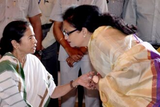 Chandrima Bhattacharya with Mamata Banerjee (PTI File Photo)