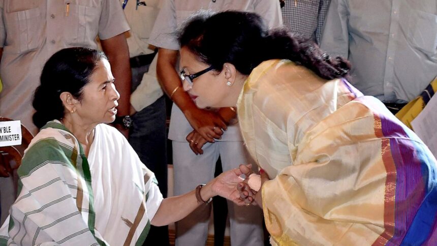 Chandrima Bhattacharya with Mamata Banerjee (PTI File Photo)