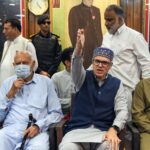 Srinagar, Jul 08 (ANI): Jammu and Kashmir Chief Minister Omar Abdullah, along with Jammu and Kashmir National Conference (JKNC) President Farooq Abdullah, speaks during an event as ex-District Development Council (DDC) Chairperson Baramulla Safina Baig (E-L) joins the National Conference, in Srinagar on Wednesday. (ANI Photo)