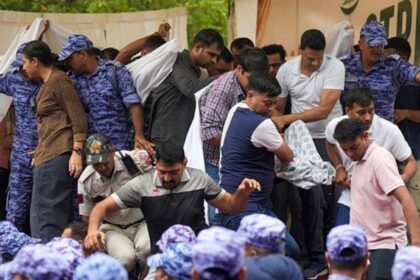 Activist Sonam Wangchuk, who has been on an indefinite hunger strike for 21 days, is shifted to a hospital from Jantar Mantar, in New Delhi. (PTI Photo)