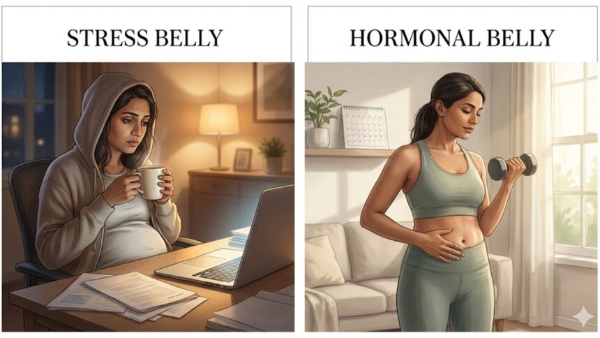 Experts decode stress belly vs hormonal belly after mid-30s for women